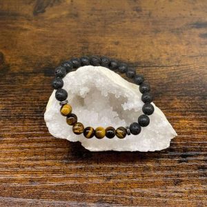 bracelet oeil de tigre et lave occizen boutique b