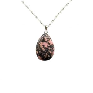 pendentif larme black line rhodonite occizen boutique beziers