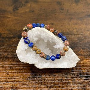 Bracelet jaspe léopard et lapis lazuli occizen