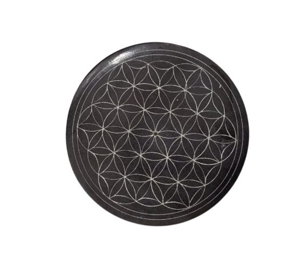 plaque de rechargement saponite fleur de vie noire boutique occizen 1