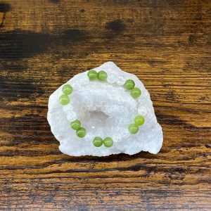 bracelet peridot et cristal de roche occizen