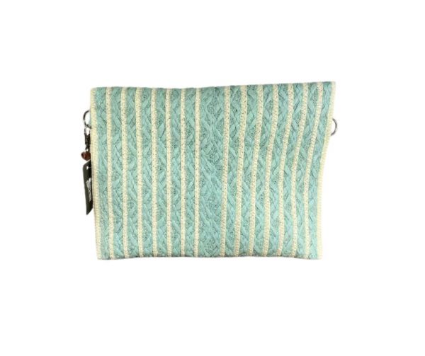 pochette en paille bleu et blanc verso occizen