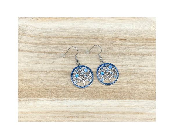 boucles d'oreilles Arbre de Vie bleu occizen 1