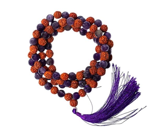 mala rudraksha et améthyste occizen