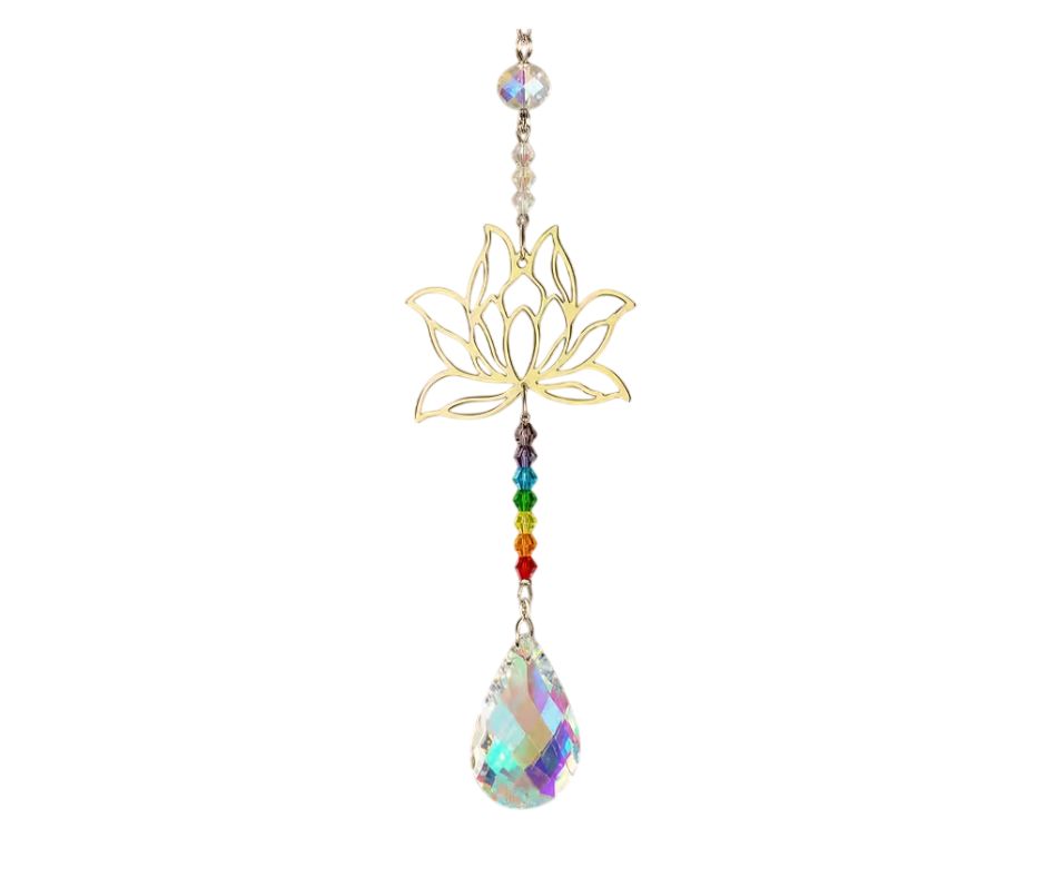 attrape-soleil lotus doré et 7 chakras attrape-soleil lotus doré et 7 chakras