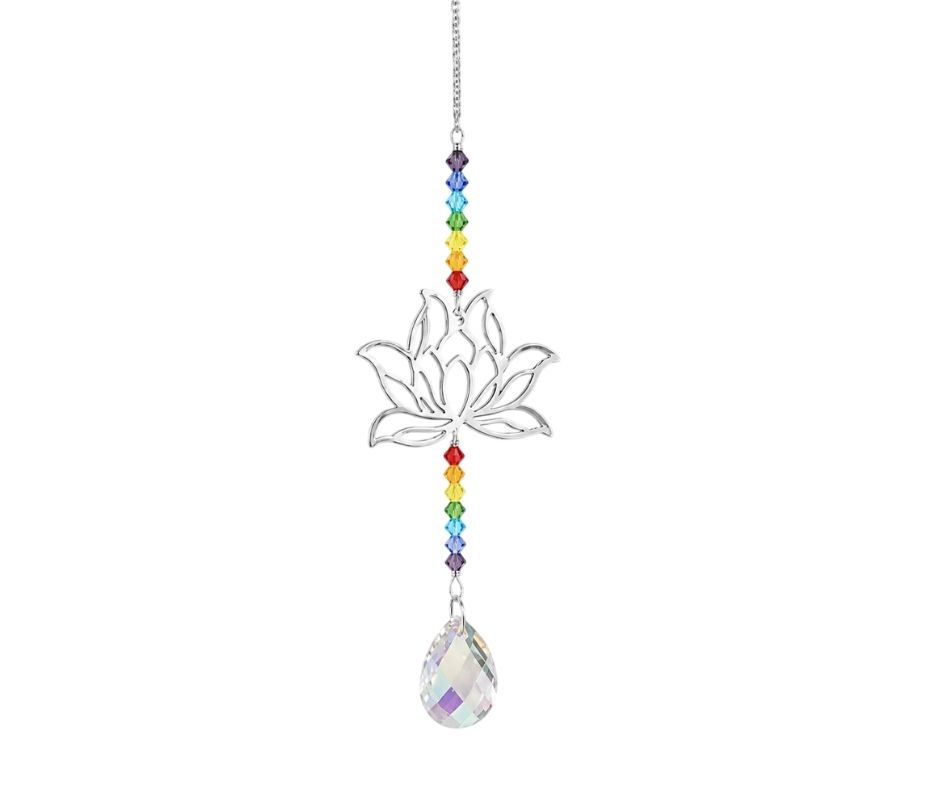 attrape-soleil lotus argenté et 7 chakras occizen attrape-soleil lotus argenté et 7 chakras occizen