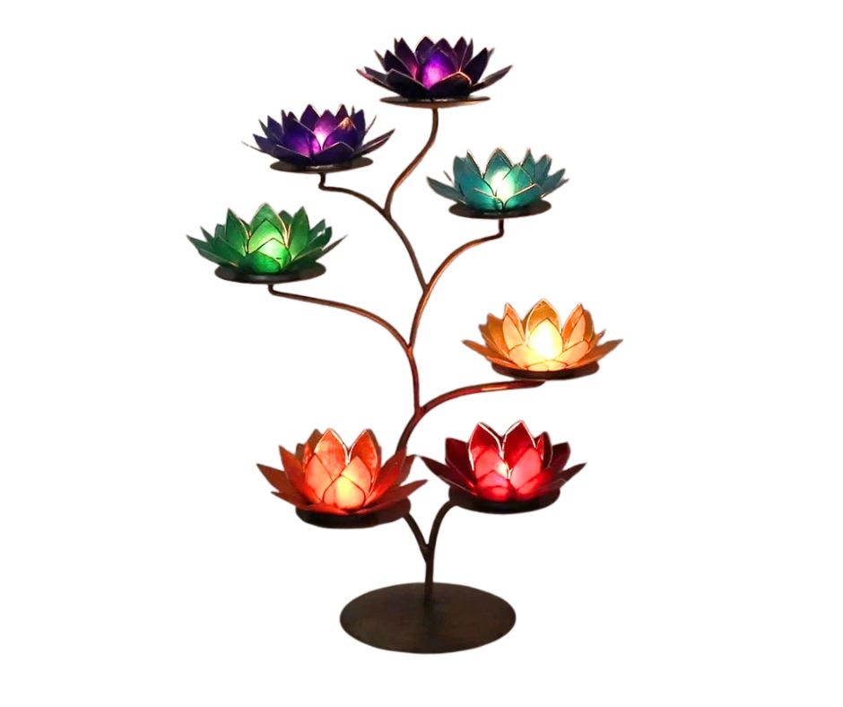 présentoir lotus 7 chakras allumé occizen présentoir lotus 7 chakras allumé occizen